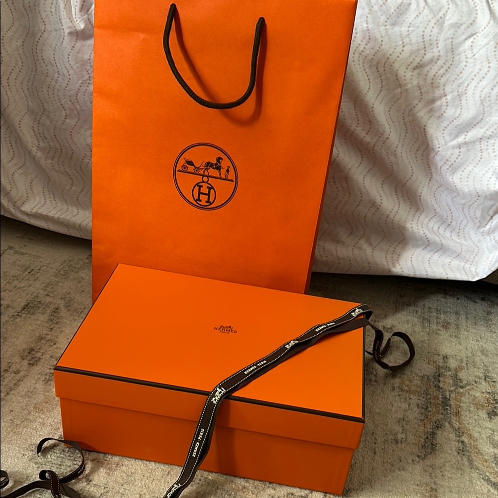 Orange Hermes empty gift set of box and shopping bag